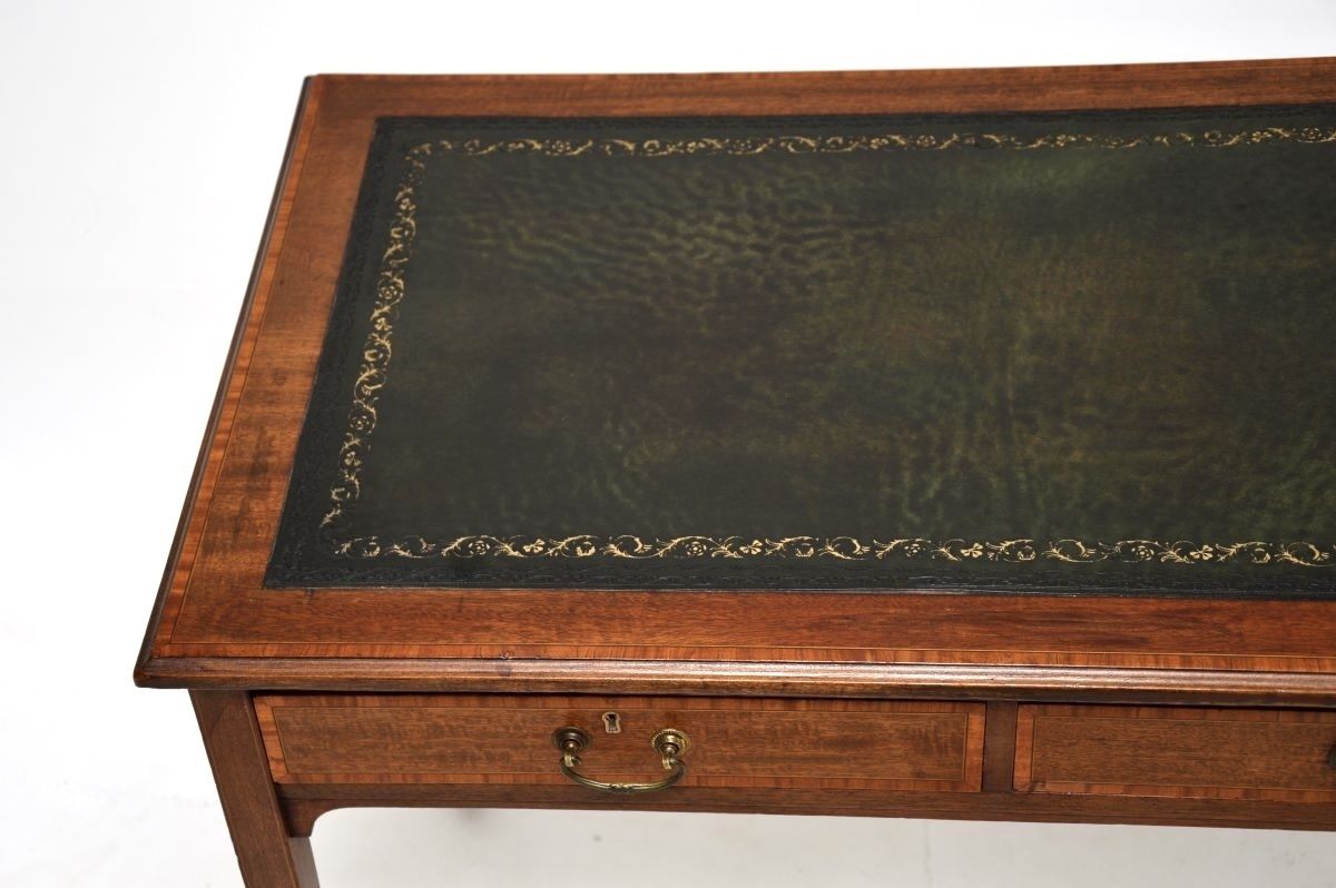 Antique Edwardian Inlaid Mahogany Desk / Writing Table photo vinterior