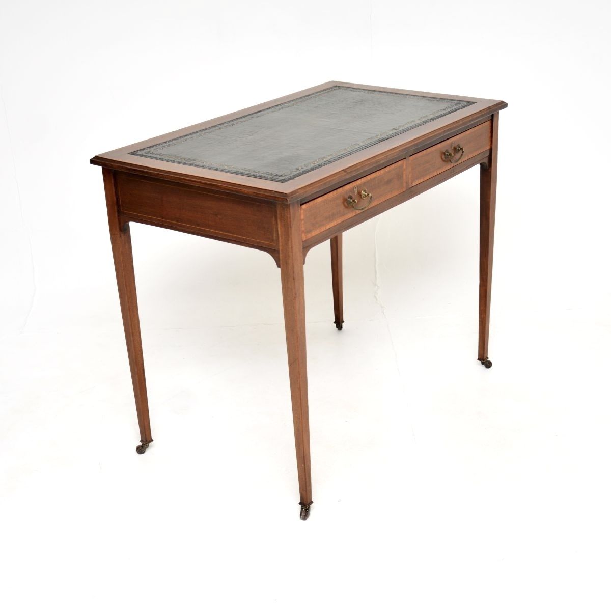 photo for sale Antique Edwardian Inlaid Mahogany Desk / Writing Table