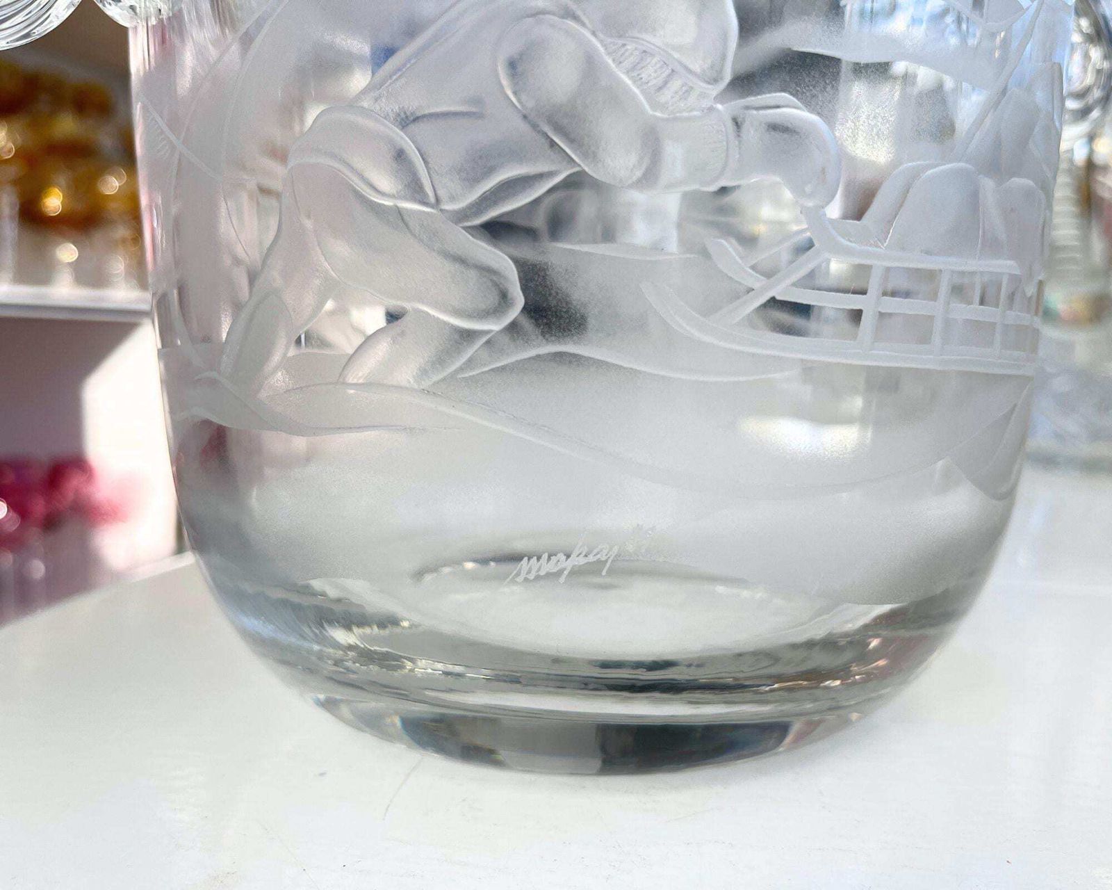 Kristallen Champagnekoeler | Gesigneerd 1987 | Gegraveerd Glas photo Woonaccessoires