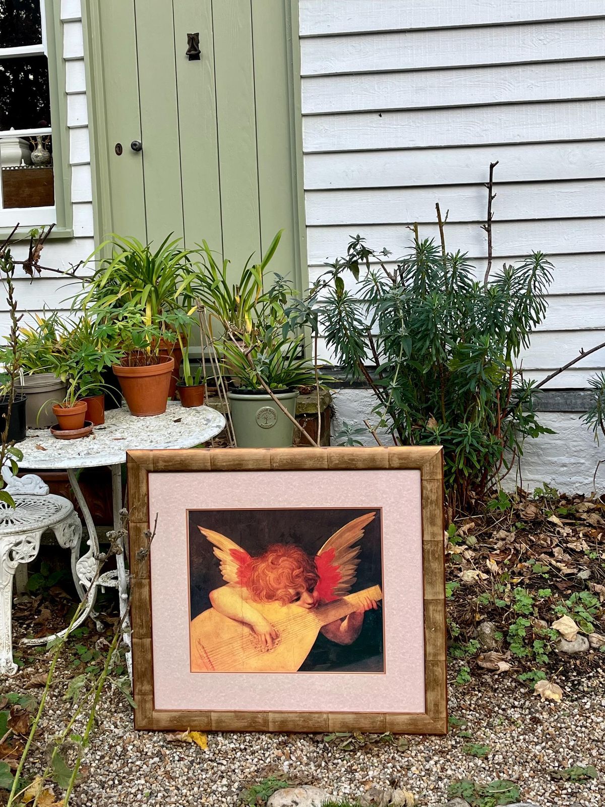 photo vinterior Vintage Large Framed Print Of Angel Playing Lute An Oil On Wood By Rosso Fiorentino Circa 1571