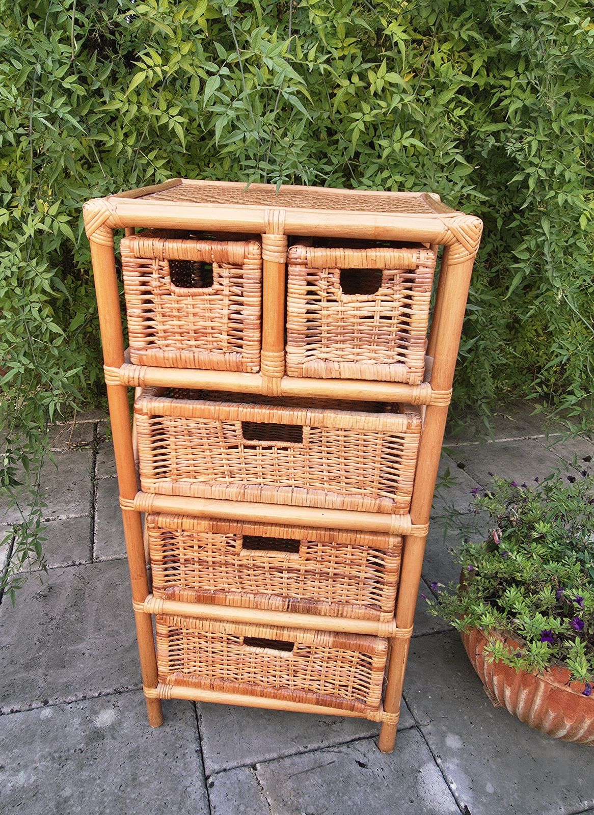 1970's/1980's Bamboo & Wicker Storage Chest Of Drawers photo furniture