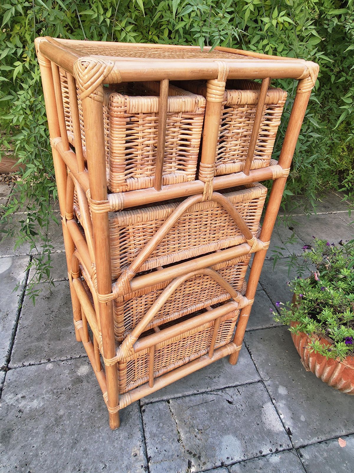 photo for sale 1970's/1980's Bamboo & Wicker Storage Chest Of Drawers