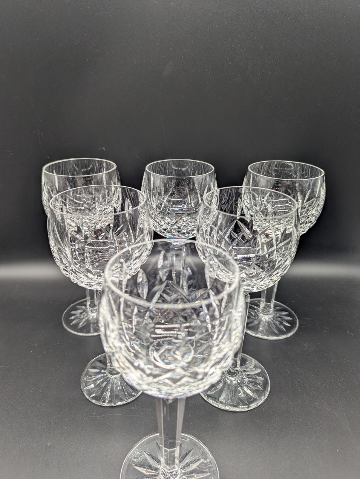 Set Of Six Waterford Crystal ‘Lismore’ Hock Wine Glasses — Signed — Perfect Condition photo 285.0
