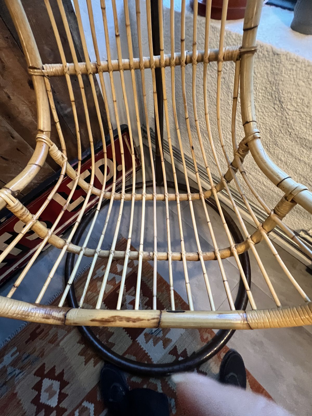 1960/70s Rattan/Bamboo Hanging Egg Chair
