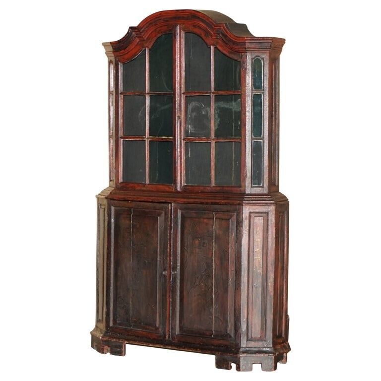 Exquisite Antique 18th Century Chinese Chinoiserie 1780 China Cabinet Cupboard
