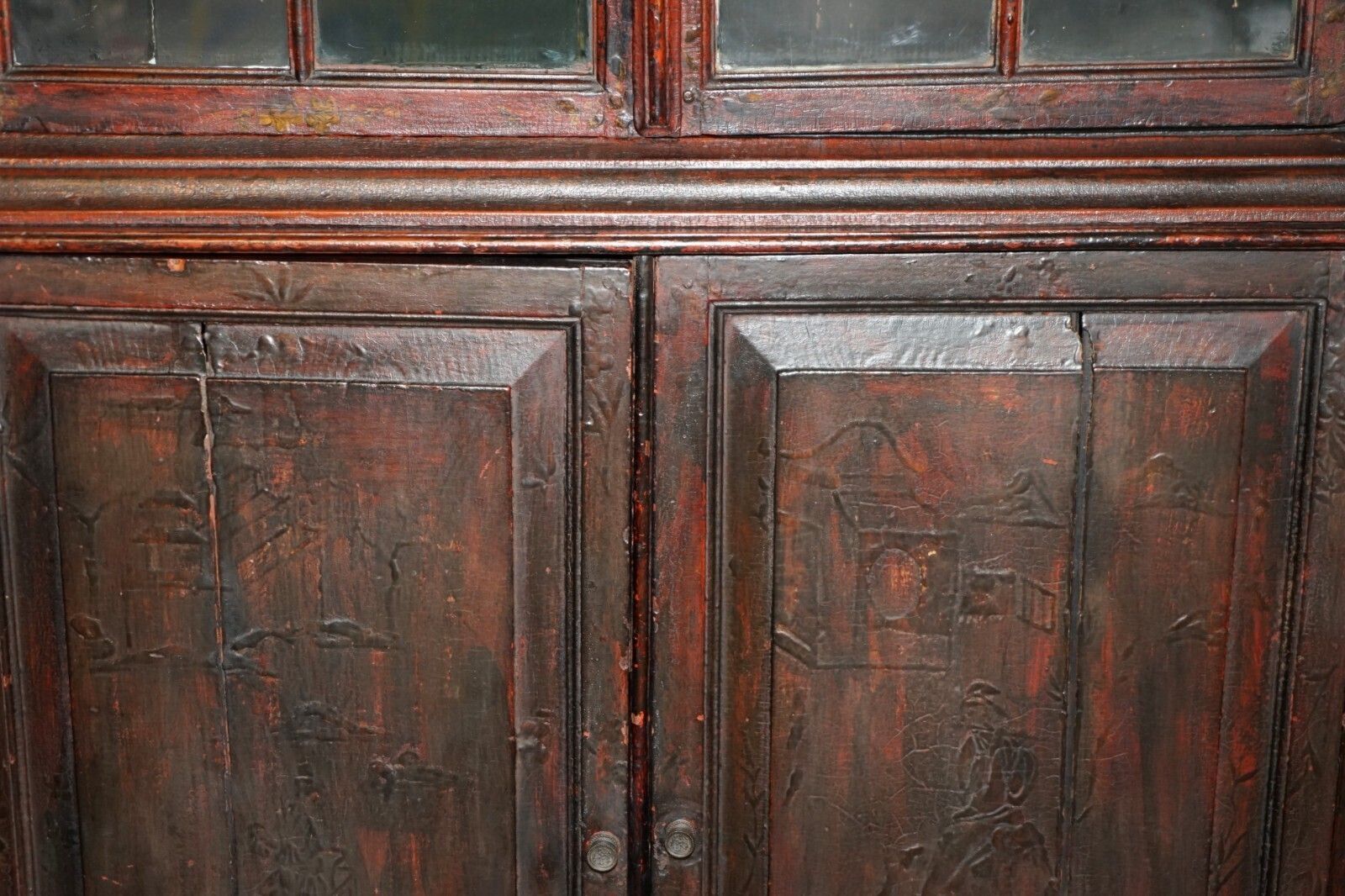 Exquisite Antique 18th Century Chinese Chinoiserie 1780 China Cabinet Cupboard photo vinterior
