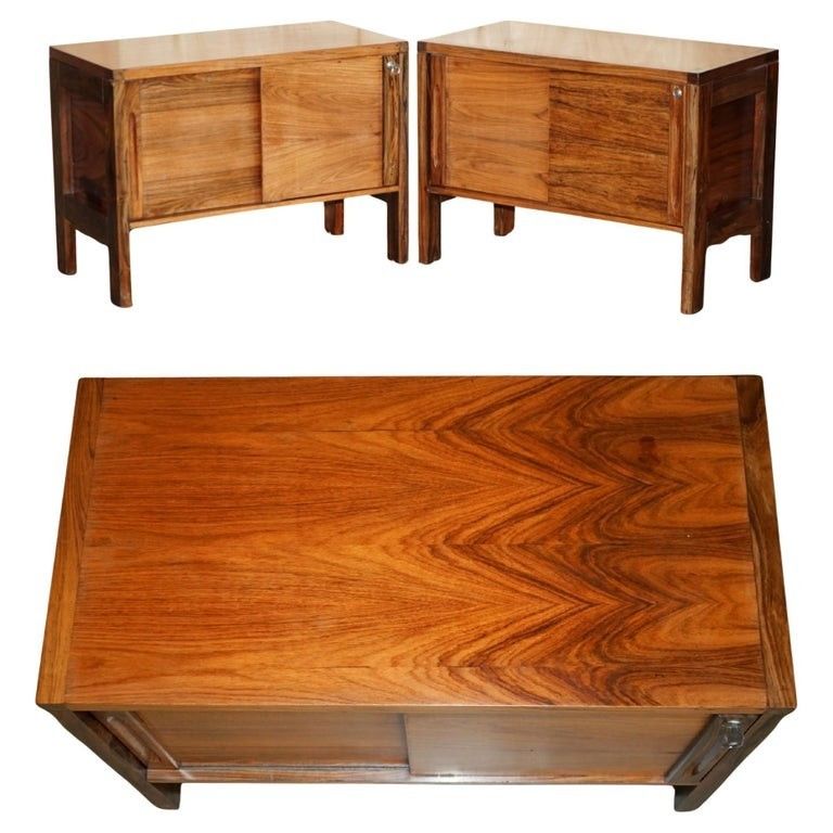 Stunning Pair Of Mid Century Modern Brazillian Wood Danish Cabinets Or Cupboards