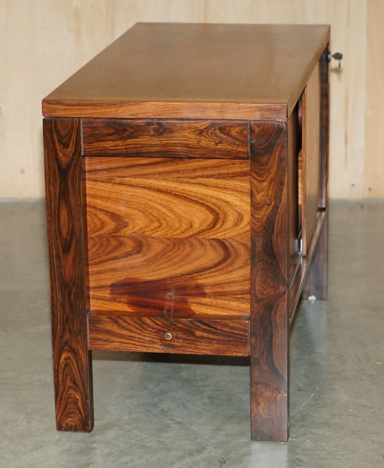 Furniture Stunning Pair Of Mid Century Modern Brazillian Wood Danish Cabinets Or Cupboards photo
