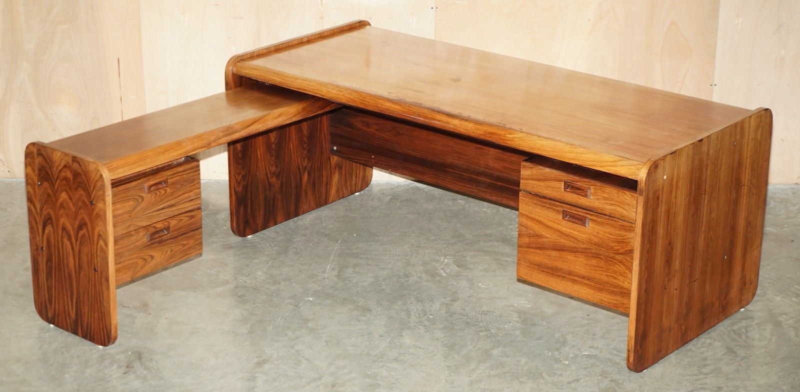 Danish Mid Century Brazilian Wood Office Left Corner Desk Part Of Large Suite photo furniture