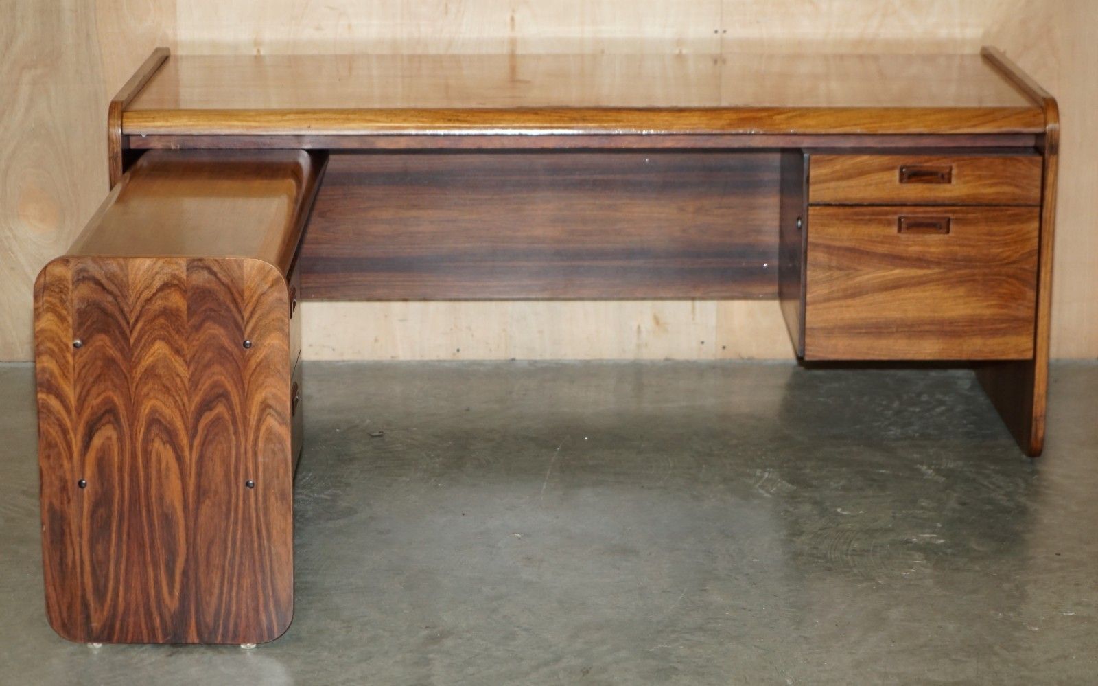 Danish Mid Century Brazilian Wood Office Left Corner Desk Part Of Large Suite photo for sale