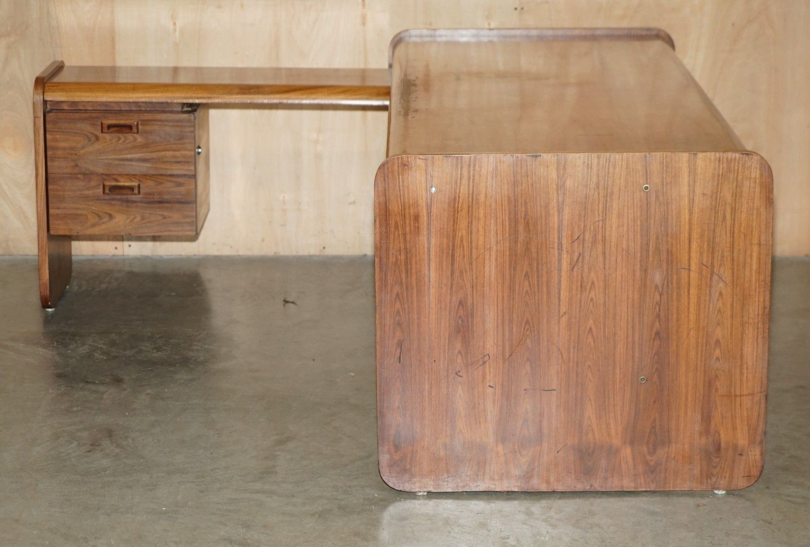 Furniture Danish Mid Century Brazilian Wood Office Left Corner Desk Part Of Large Suite photo