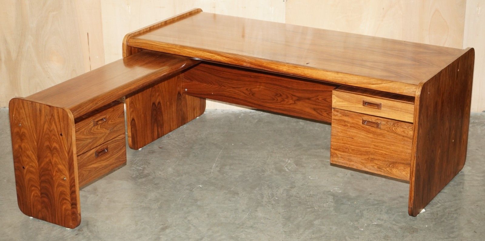 Danish Mid Century Modern Brazilian Wood Office Left Corner Desk Part Of Suite photo furniture