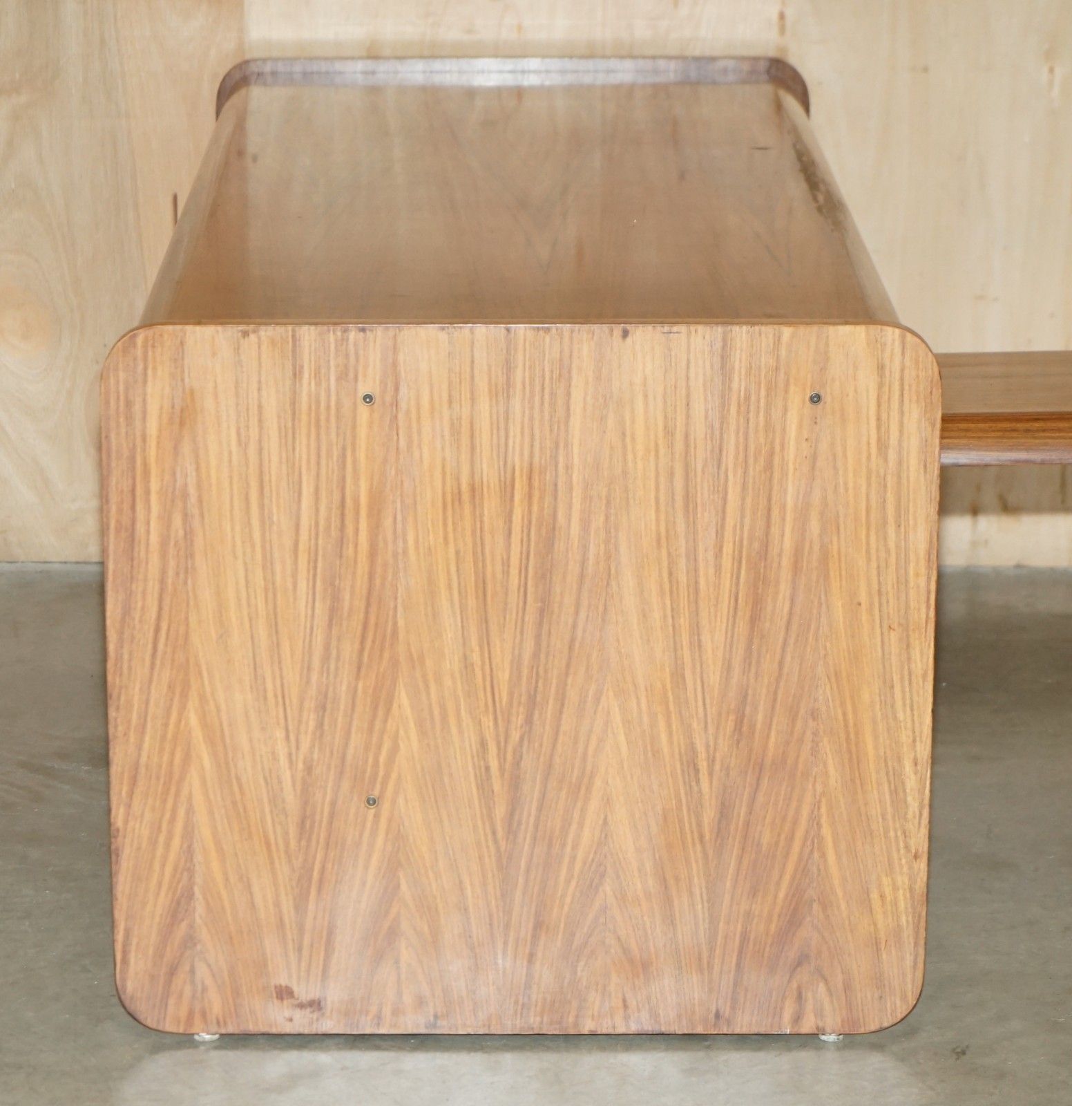 photo vintage Danish Mid Century Modern Brazilian Wood Office Left Corner Desk Part Of Suite