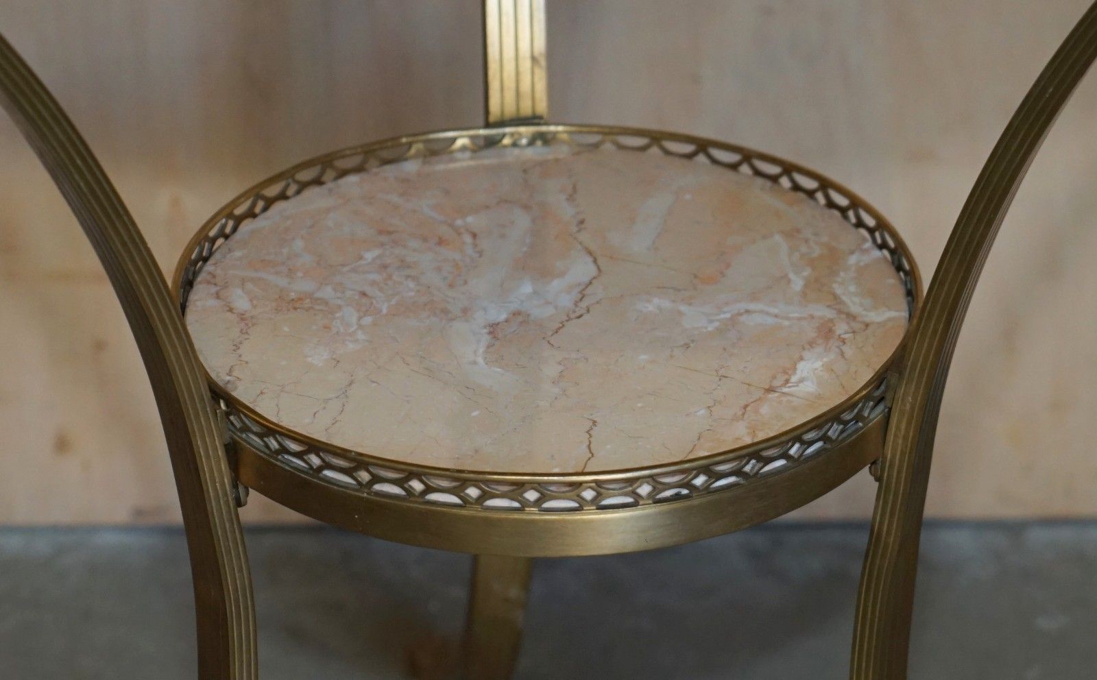 Pair Of Antique French Louis XVI Brass Rams Head Gueridon Marble Top Tables photo buy