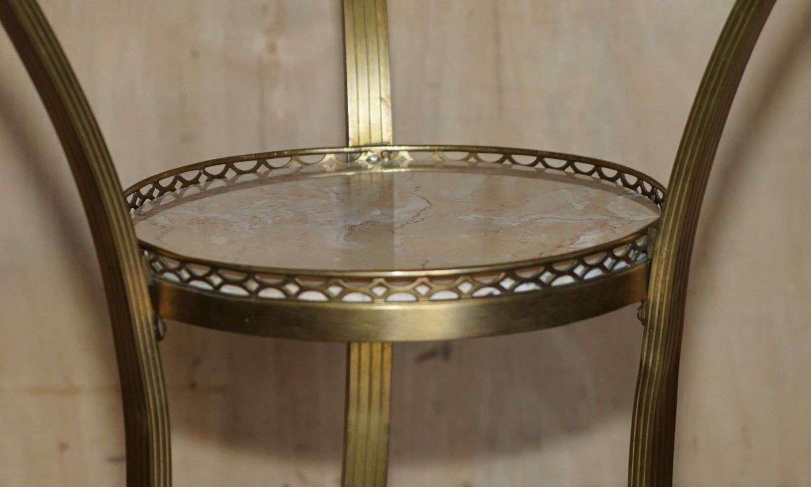 Pair Of Antique French Louis XVI Brass Rams Head Gueridon Marble Top Tables photo vintage