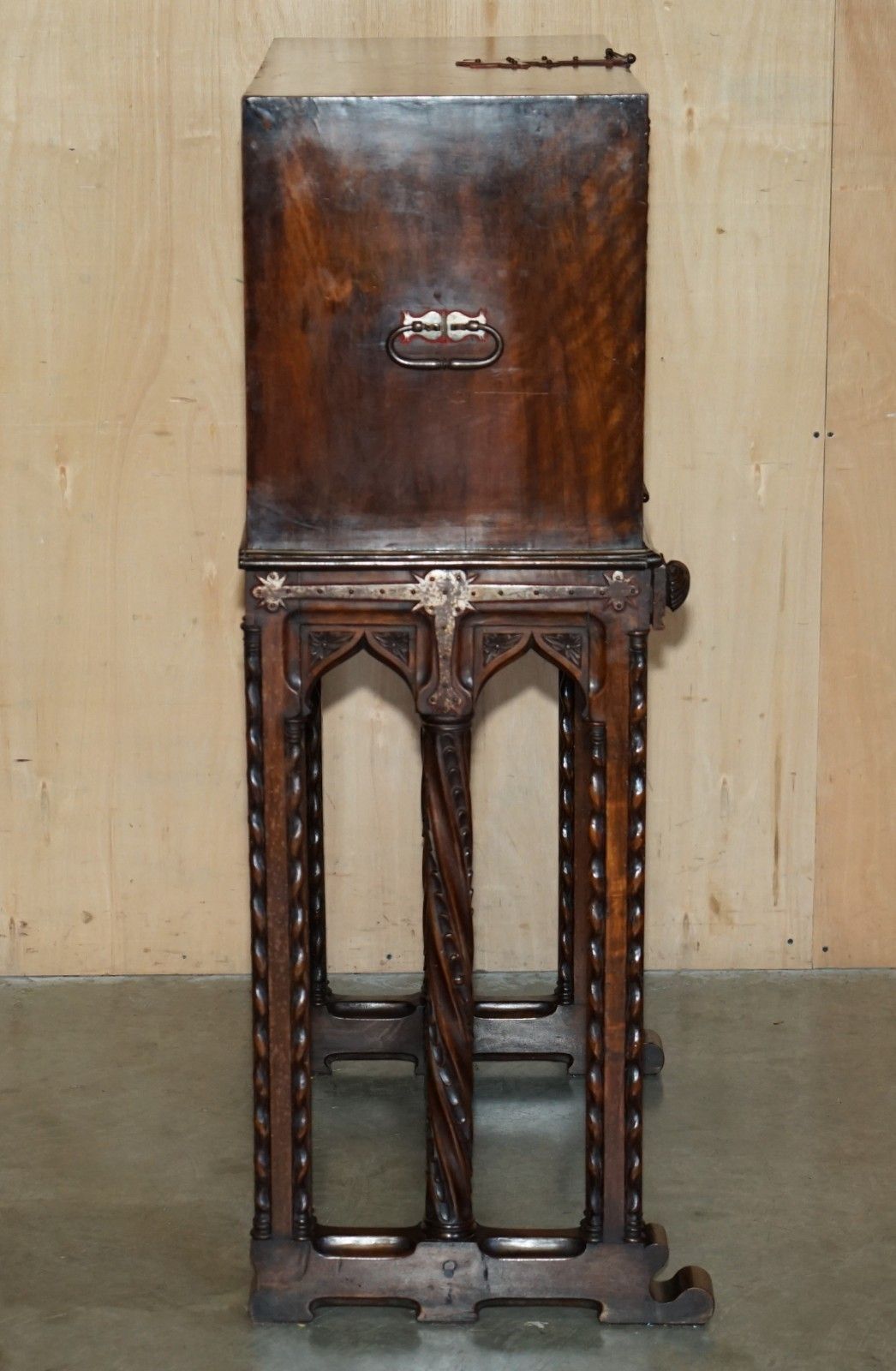 4950.0 Lovely Ornately Carved 18th Century Spanish Cabinet On Stand With Hidden Storage photo