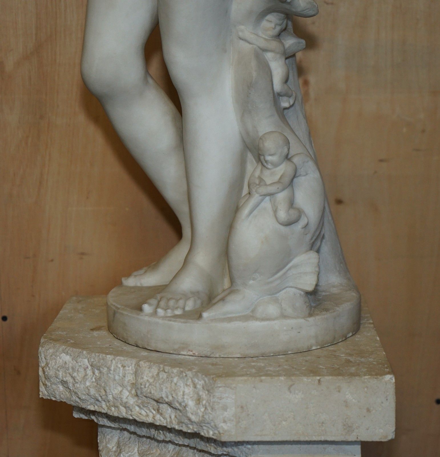 Antique Jean  Antoine Houdon Signed Large Venus De Milo Marble Statue On Plinth photo vinterior