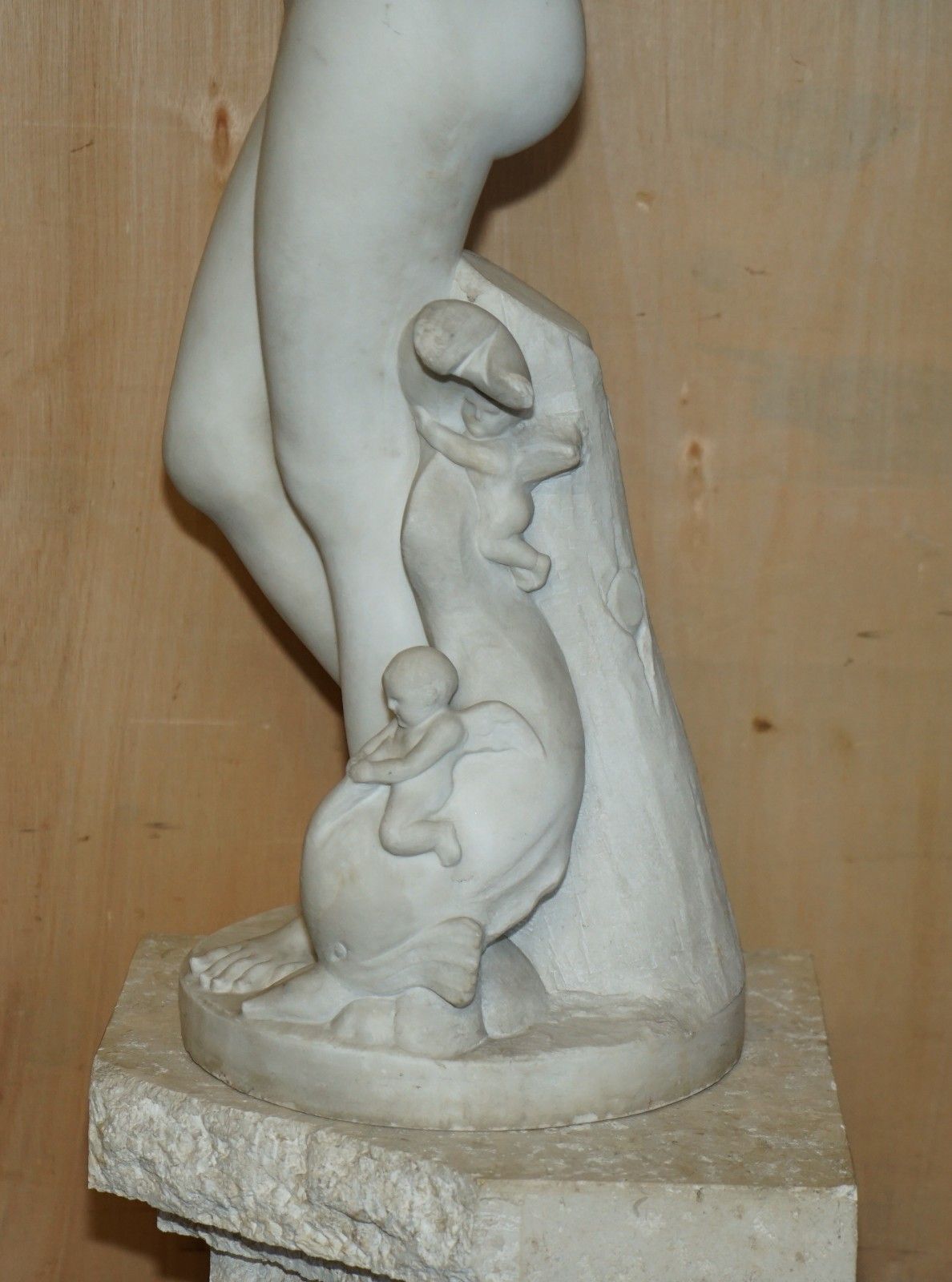 Antique Jean  Antoine Houdon Signed Large Venus De Milo Marble Statue On Plinth photo vintage