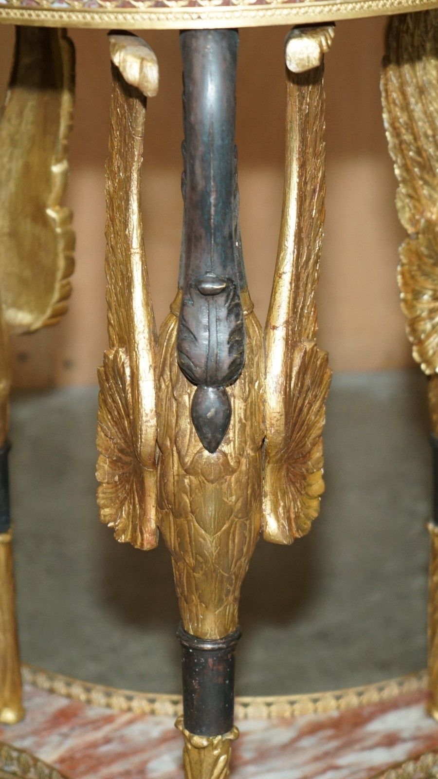 Furniture Important Pair Of Antique French Empire Brass Bronze & Marble Gueridon Tables photo