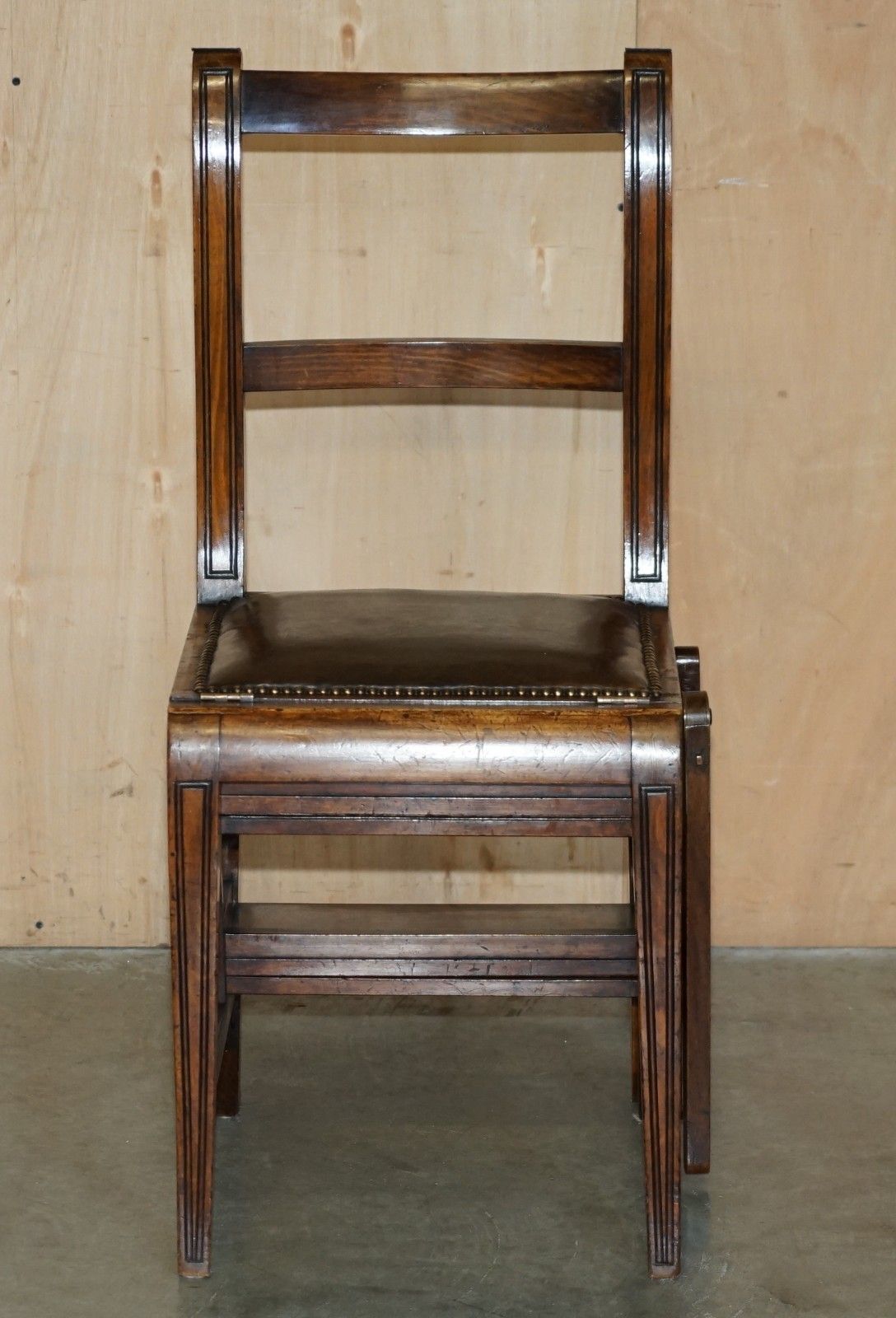 Victorian Circa 1880 Mahogany, Leather & Brass Metamorphic Chair Library Steps photo for sale