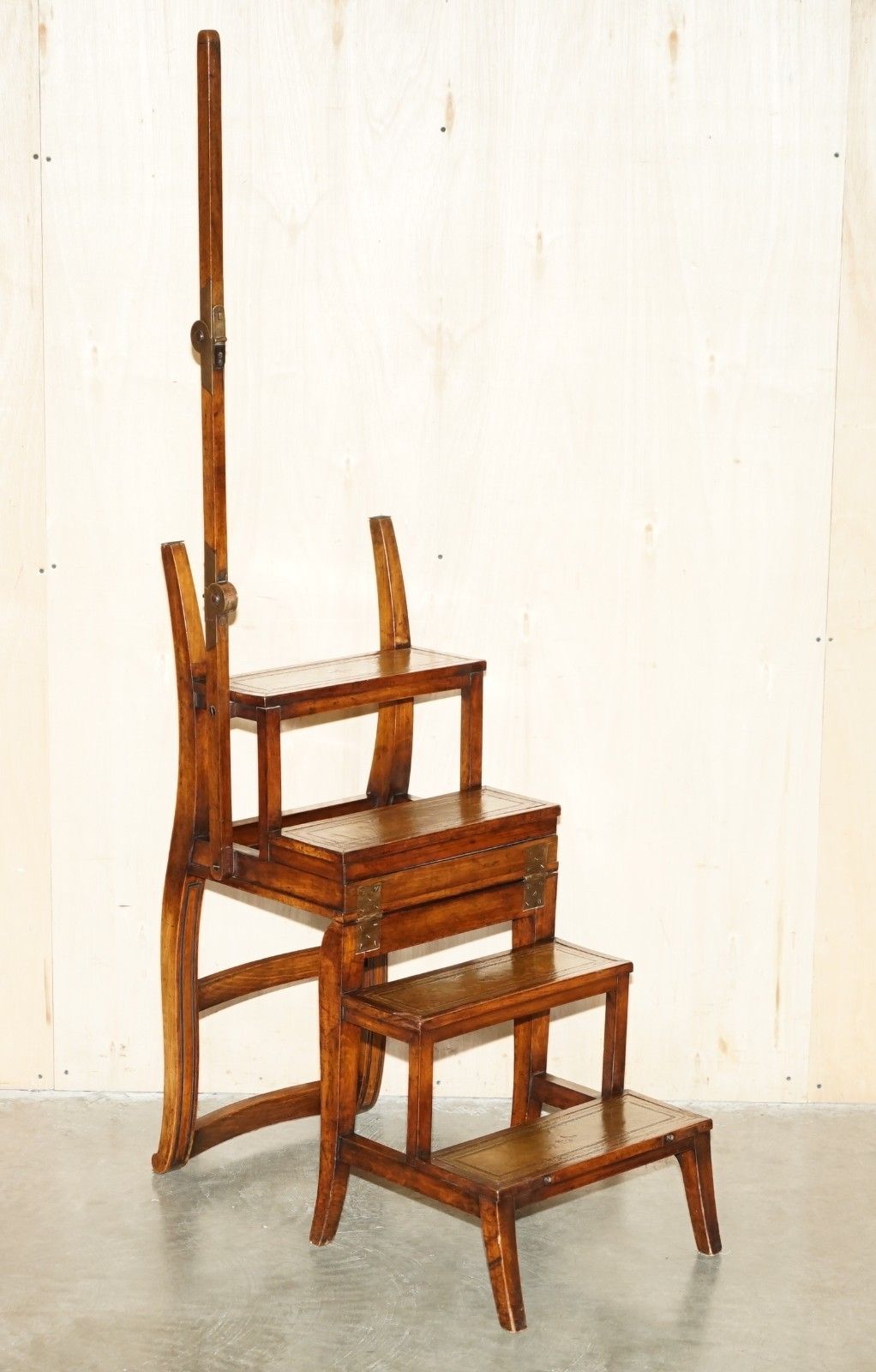 photo vintage Victorian Circa 1880 Mahogany, Leather & Brass Metamorphic Chair Library Steps