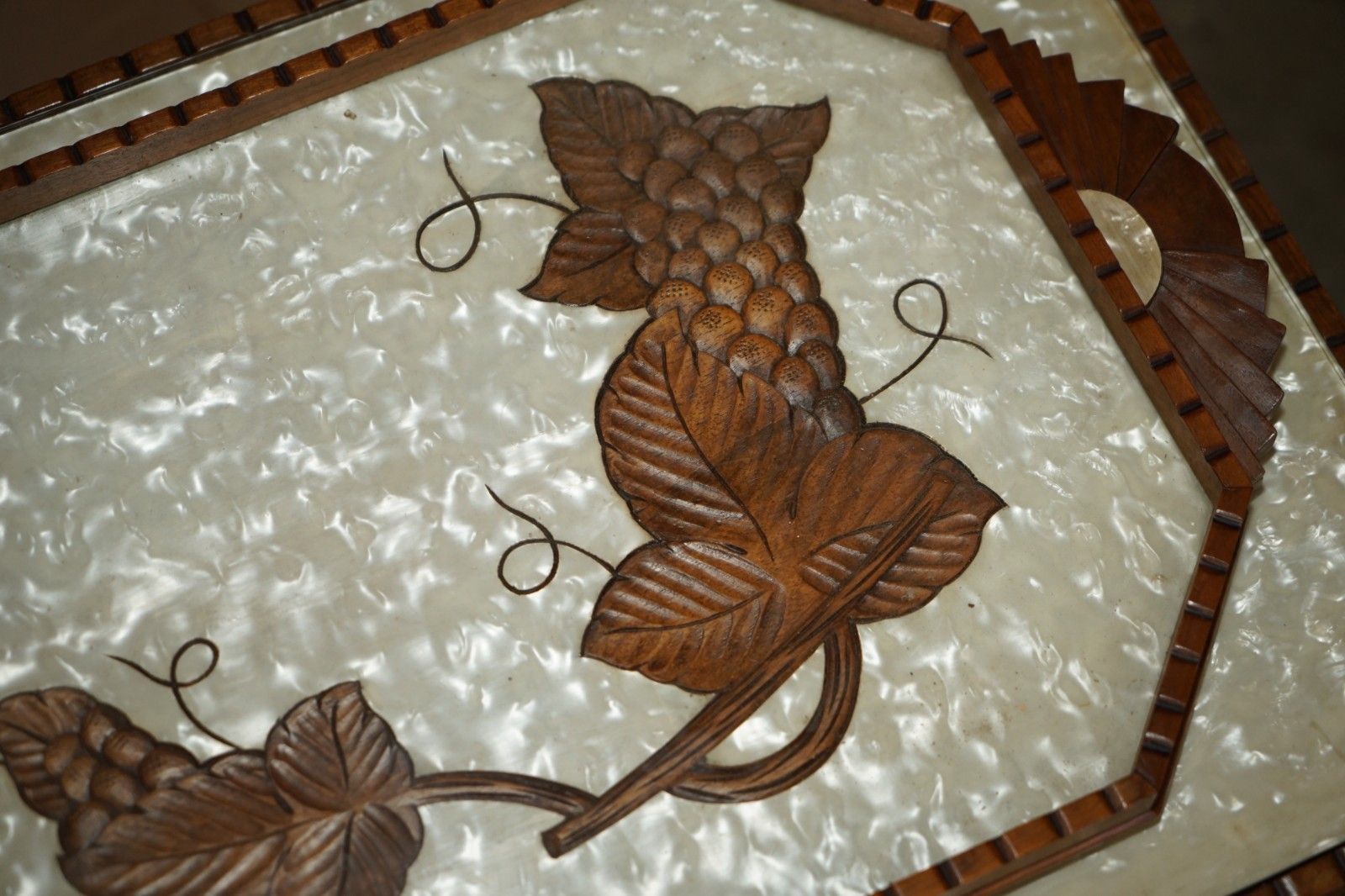 Art Deco Circa 1920's Mother Of Pearl Walnut Tray Table With Removable Tray photo 1950.0