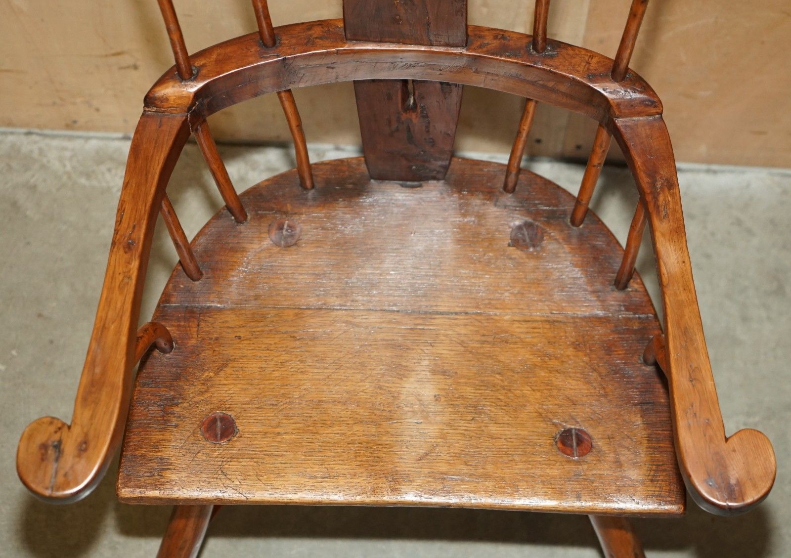Rare Antique 18th Century Yew & Oak Windsor Armchair Primate Design Stick Back photo vintage