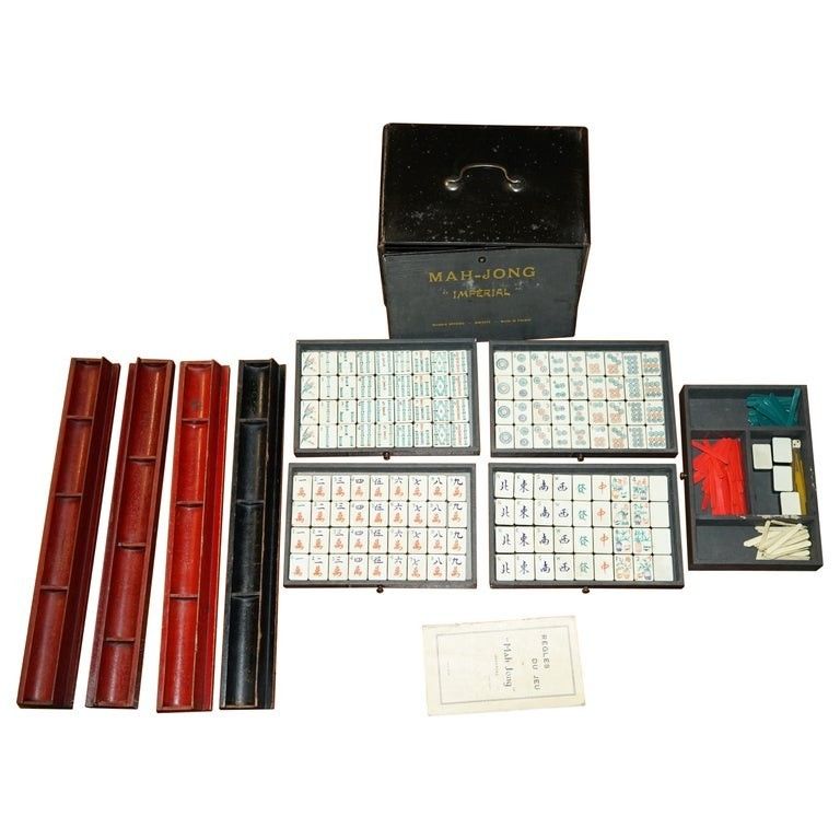 Antique Circa 1950's Chinese Imperial Mahjong Set With The Original Racks