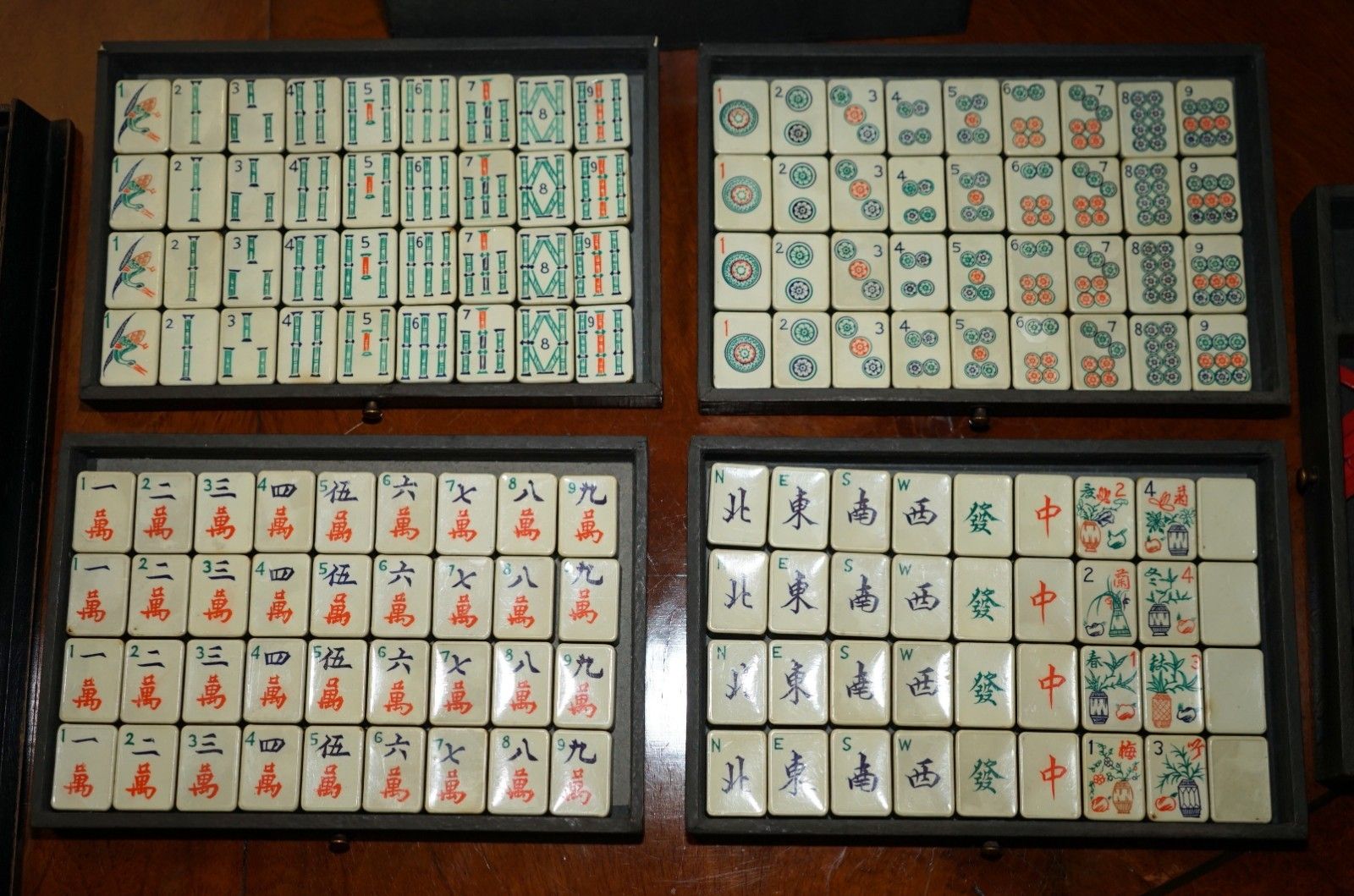 Antique Circa 1950's Chinese Imperial Mahjong Set With The Original Racks photo Home Decor