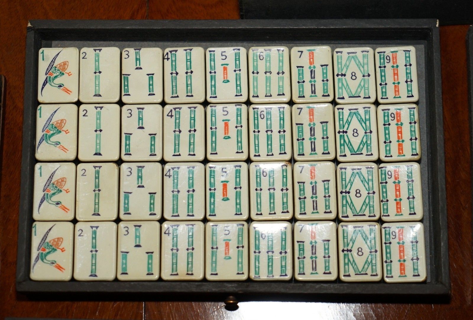 Antique Circa 1950's Chinese Imperial Mahjong Set With The Original Racks photo 1295.0