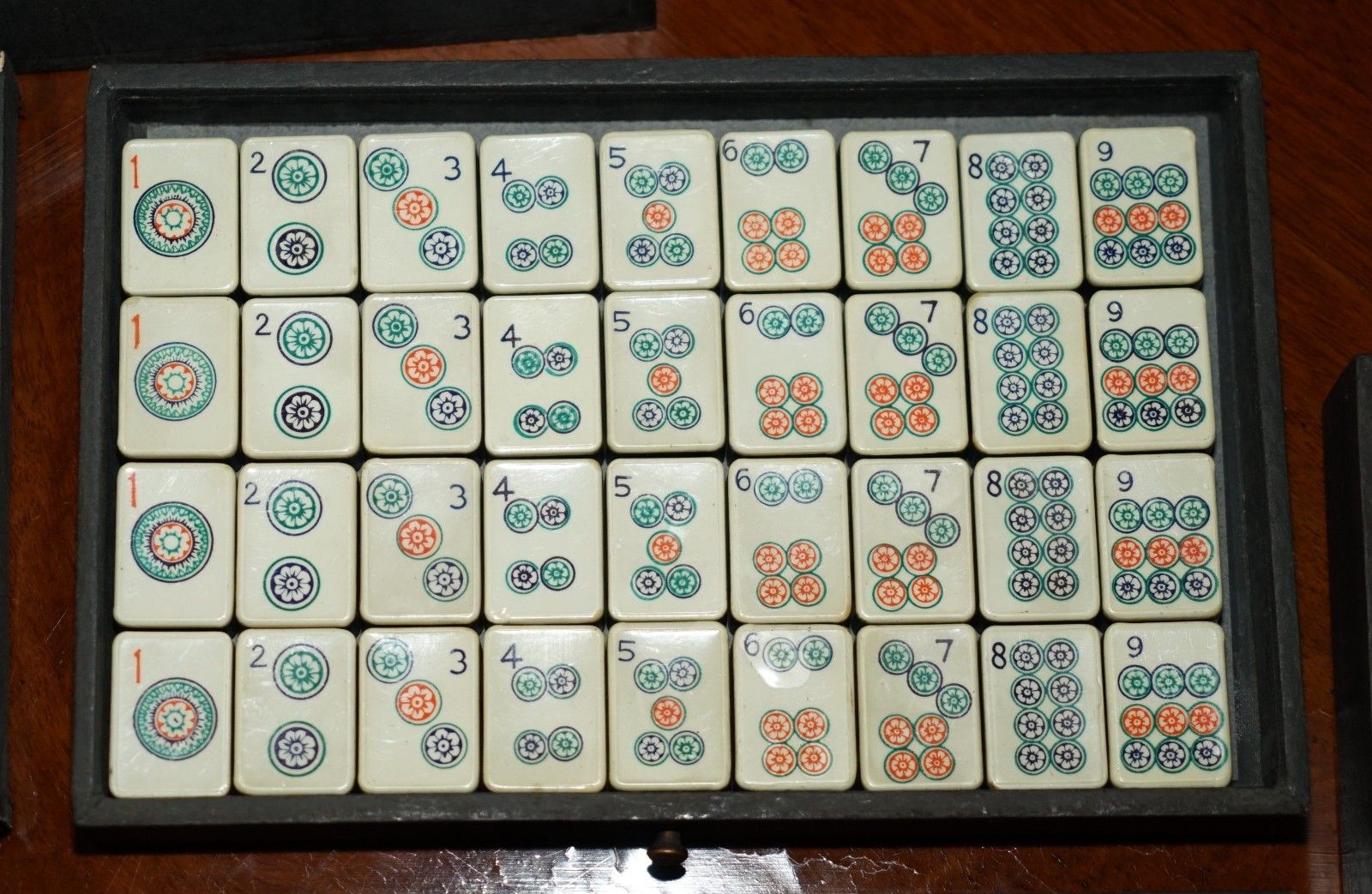 Antique Circa 1950's Chinese Imperial Mahjong Set With The Original Racks photo vinterior