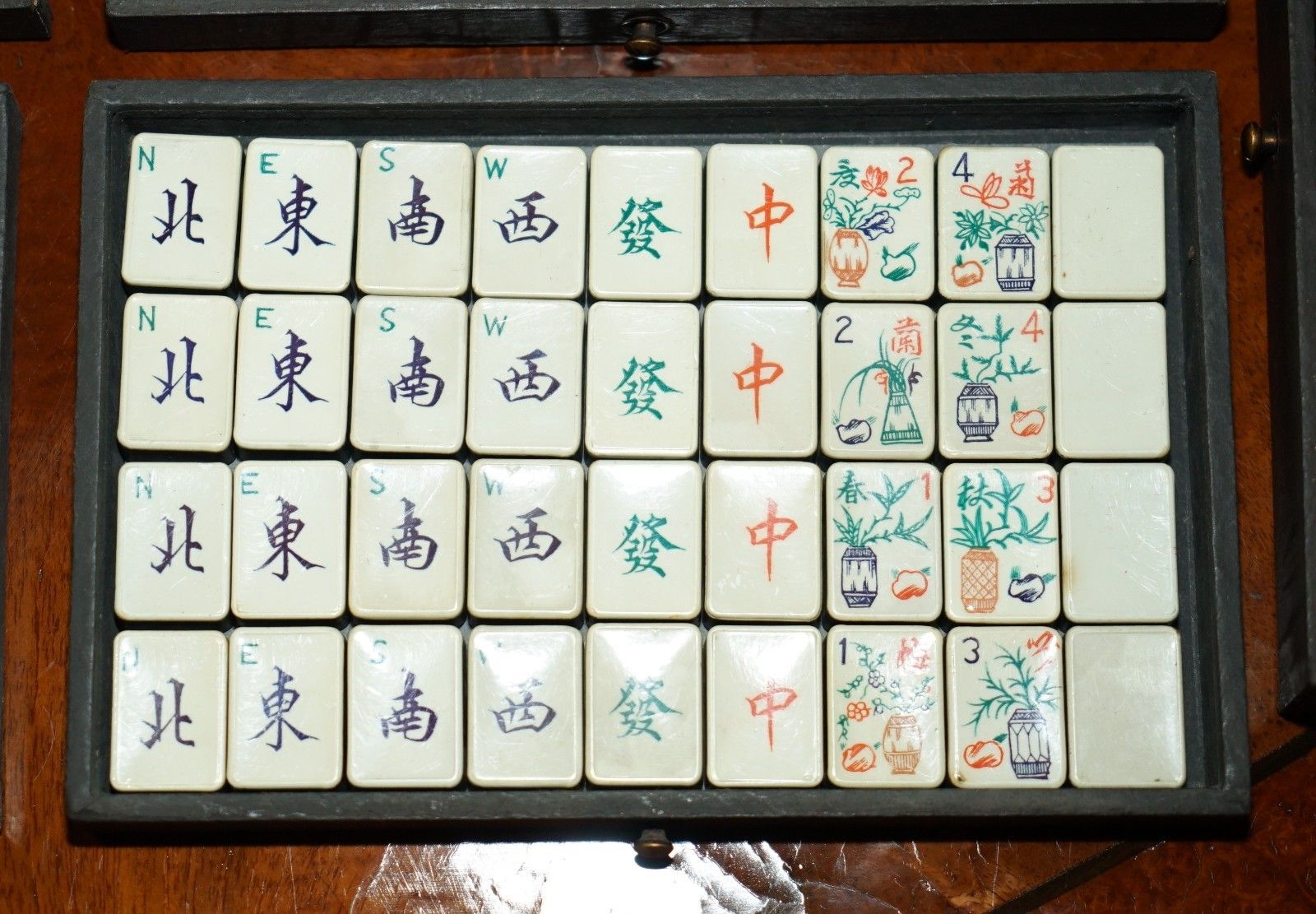 Antique Circa 1950's Chinese Imperial Mahjong Set With The Original Racks photo vintage
