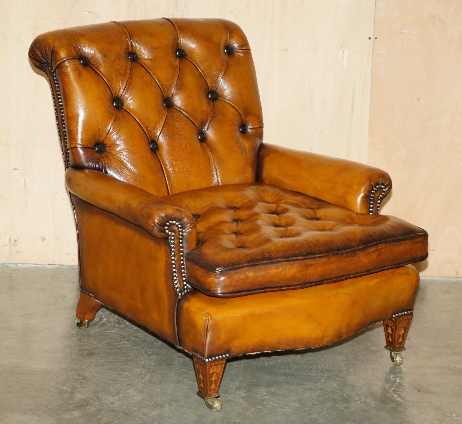 Super Rare Howard & Son's Fully Restored Chesterfield Brown Leather Armchair photo furniture