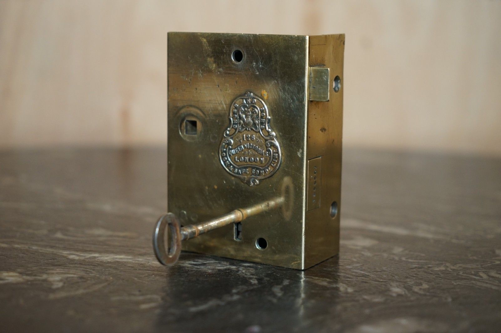 Stunning Antique Victorian Restored Brass Chubb And Son's Coat Of Arms Door Lock photo for sale