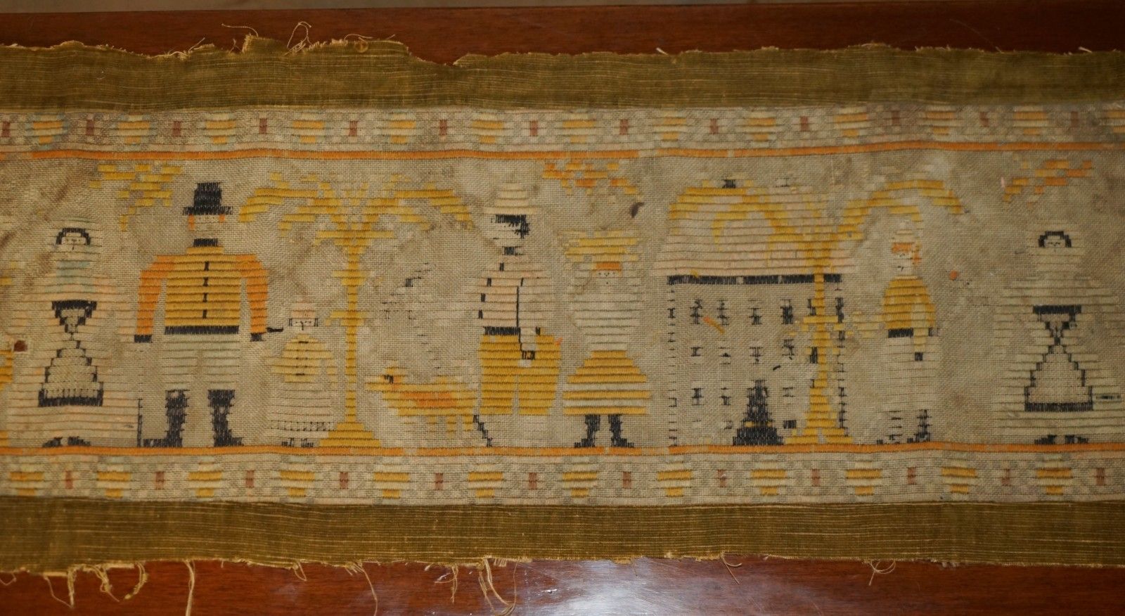 Antique 19th Century North American Colonial Tapestry With Vibrant Colours photo Art