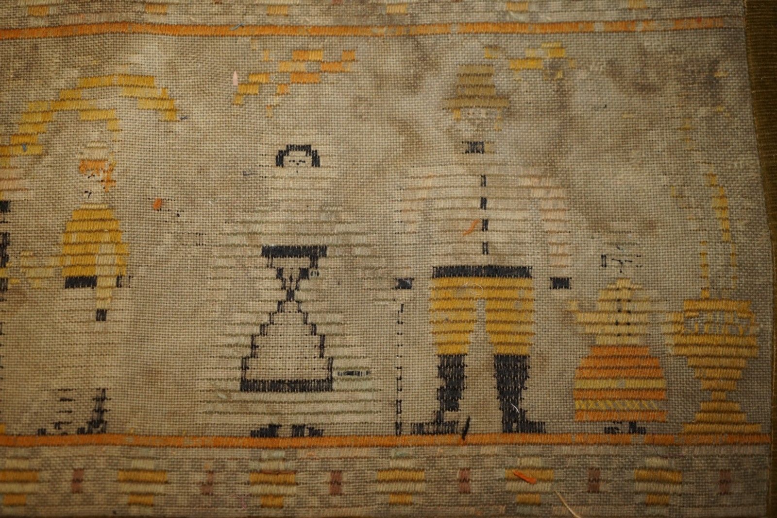 photo buy Antique 19th Century North American Colonial Tapestry With Vibrant Colours