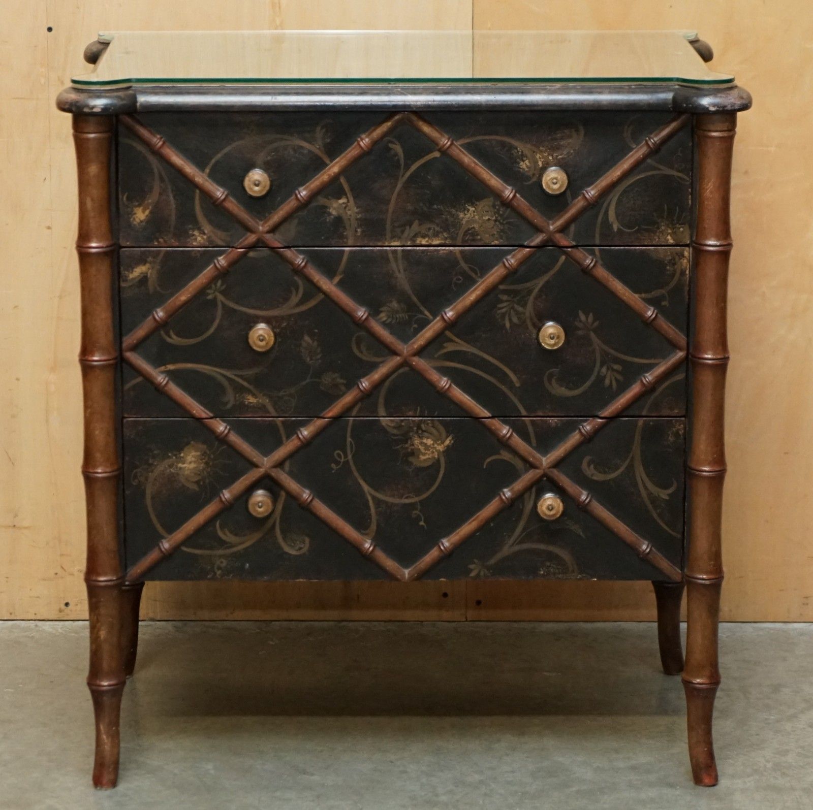 Rrp £7450 Faux Bamboo Carved Wood Porte Italia Fiesole Chest Of Drawers photo Furniture
