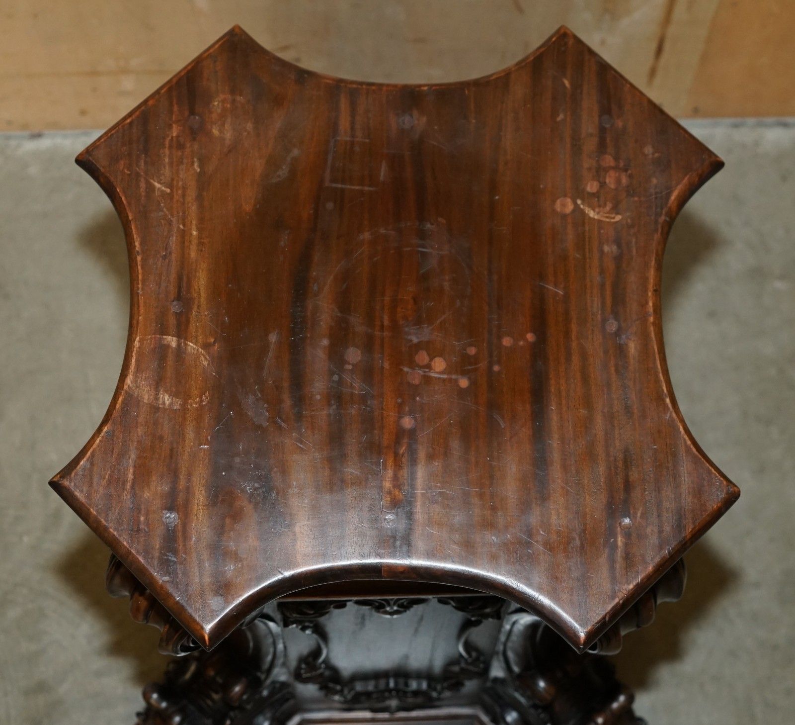 2850.0 Super Decorative Antique Flamed Mahogany Heavily Carved Display Pedestal photo