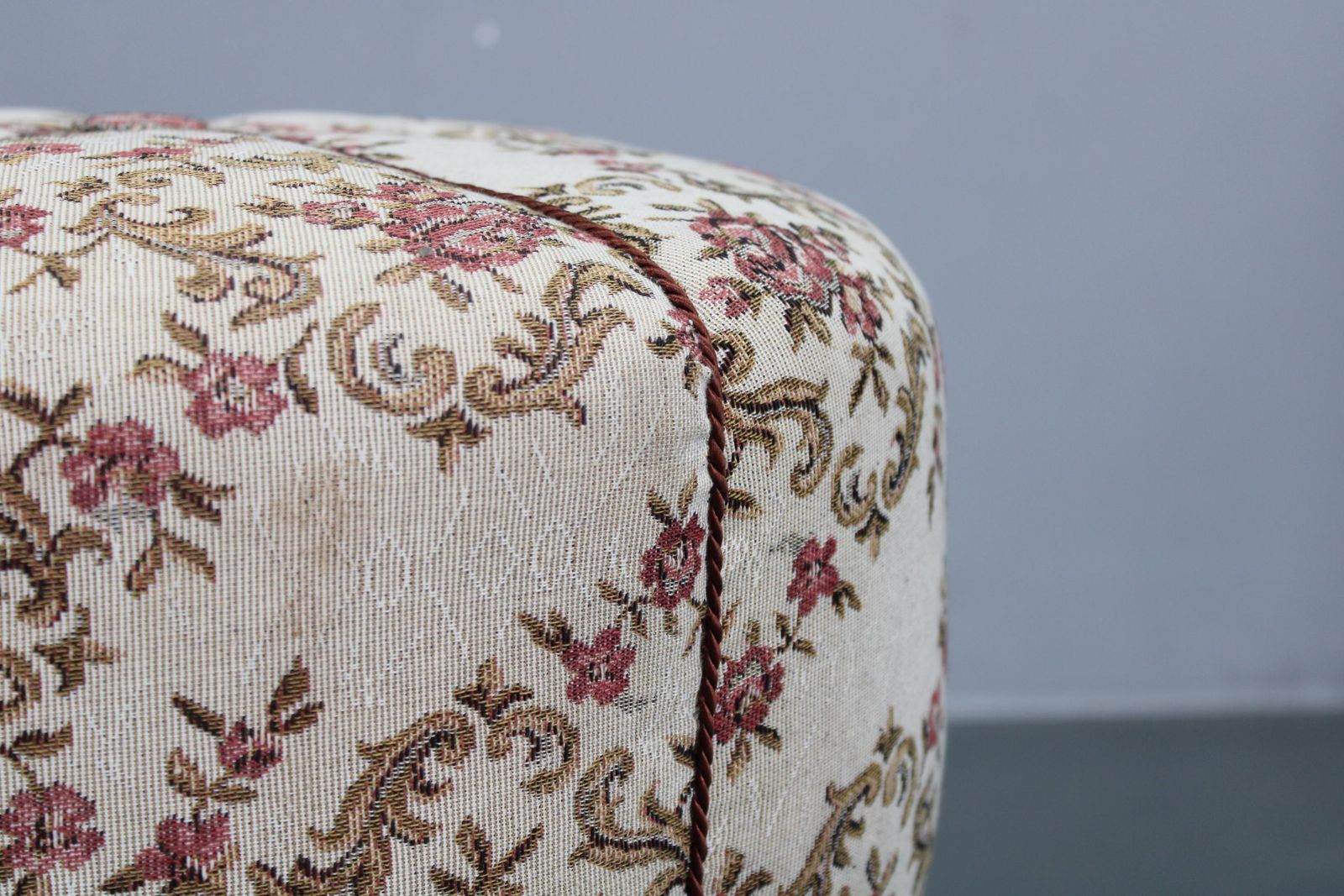 1930s Jindřich Halabala Art Deco Stool With Floral Upholstery, Czechoslovakia photo buy