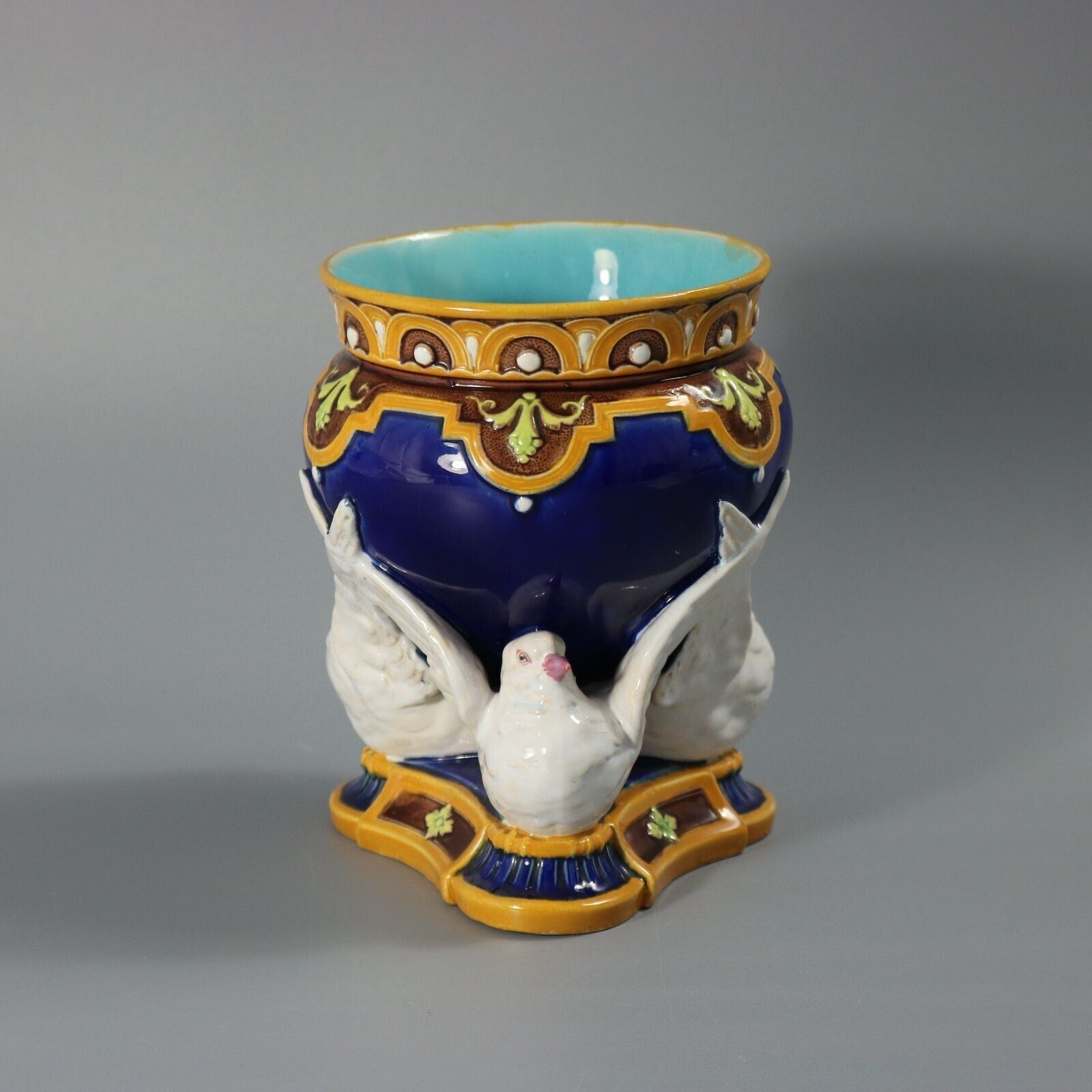 Minton Majolica Fantail Pigeon Vase photo furniture
