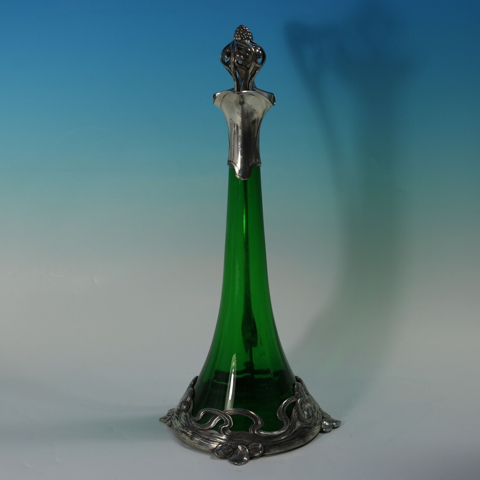 Art Nouveau Wmf Claret Jug And Stopper With Green Glass Liner photo vinterior