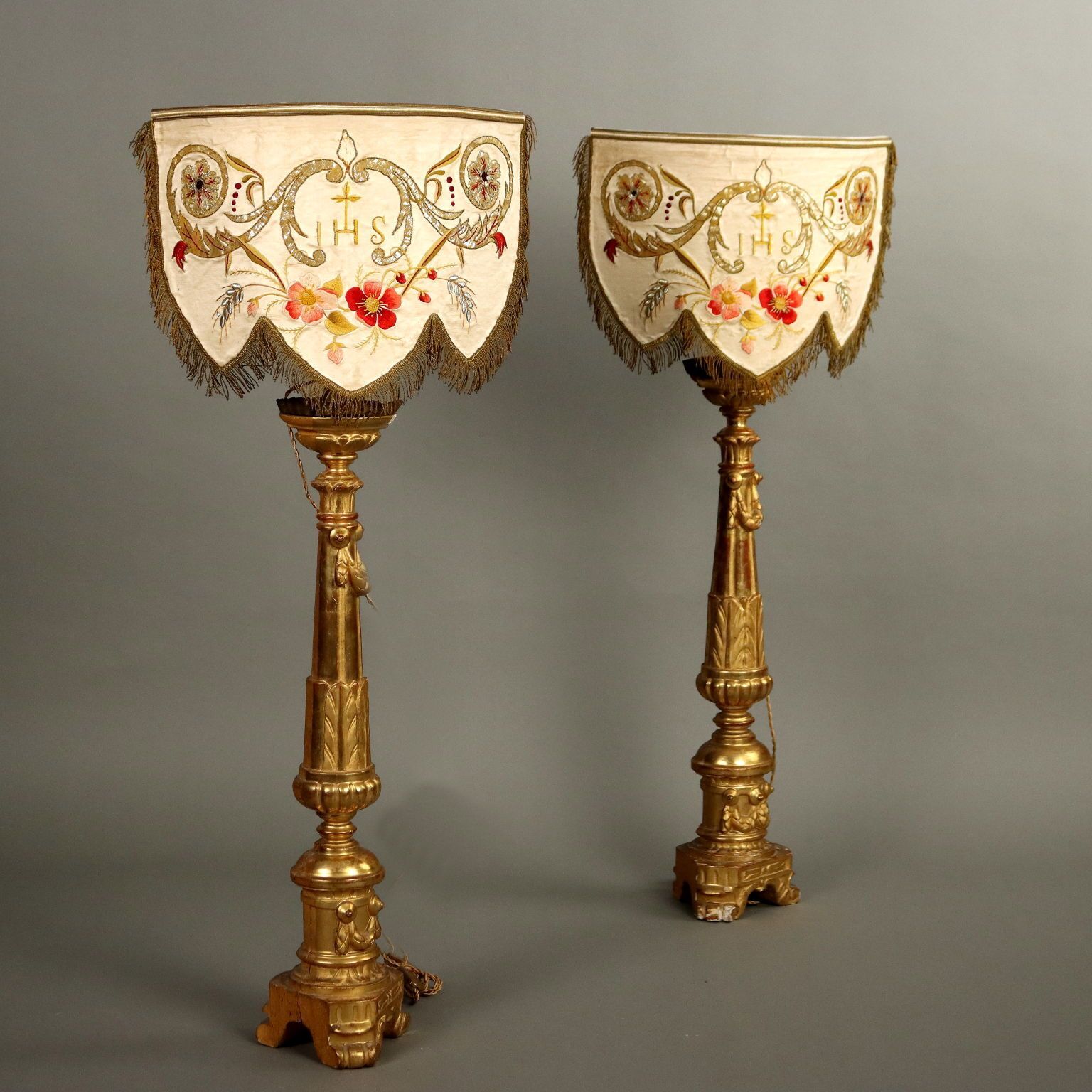 Pair Of Antique Empire Style Candelabra Beech Italy XIX Century photo furniture