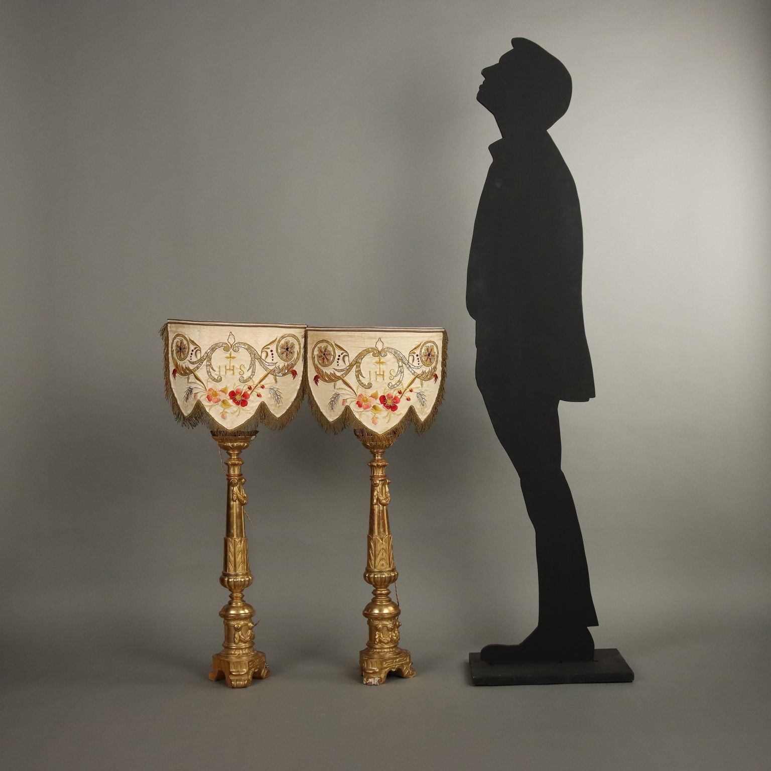 Pair Of Antique Empire Style Candelabra Beech Italy XIX Century photo for sale
