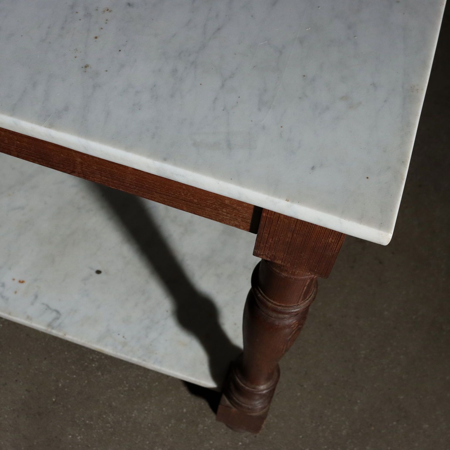 Antique Working Table Larch White Marble Italy XX Century photo for sale