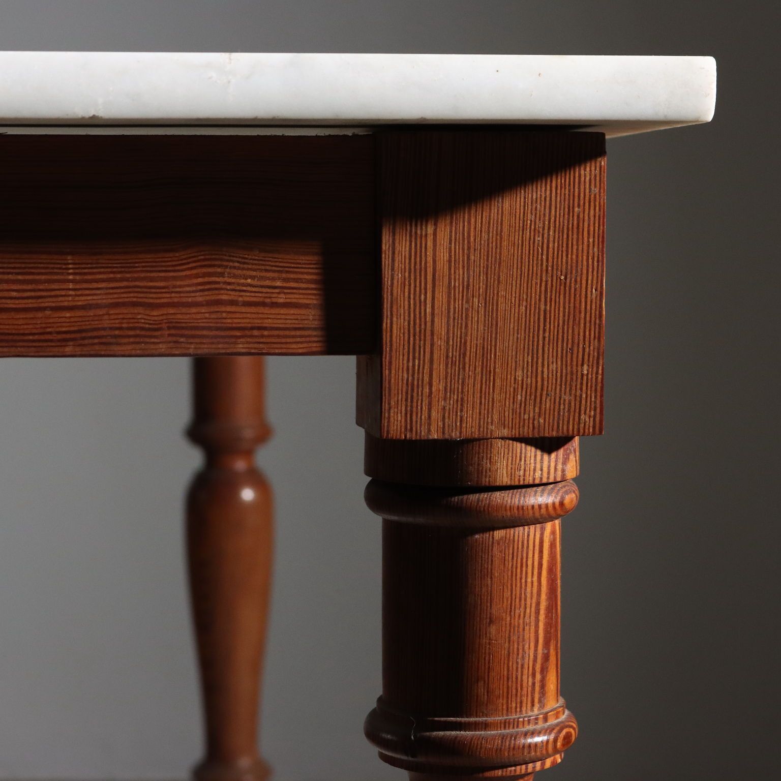 Antique Working Table Larch White Marble Italy XX Century photo Furniture