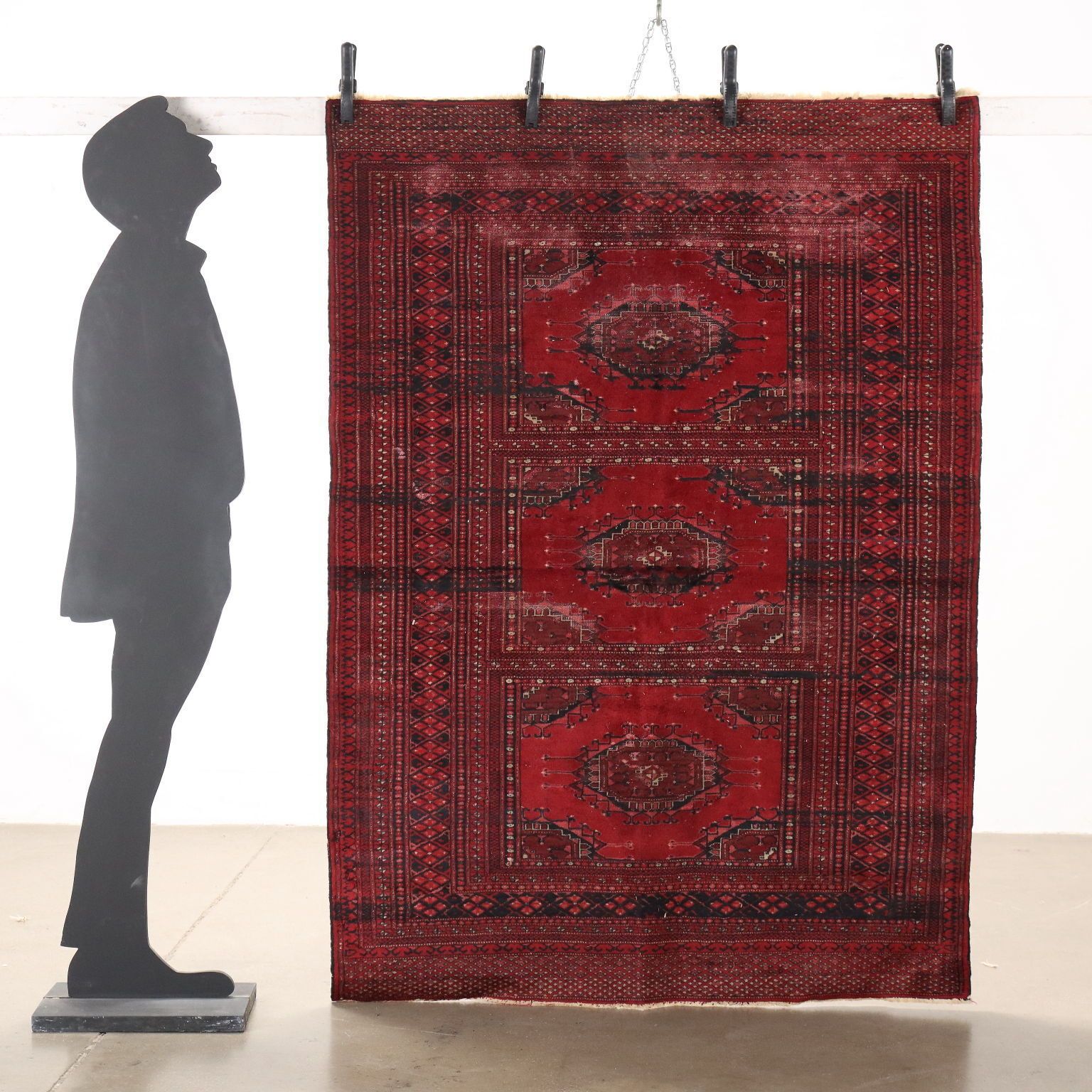 Antique Asian Carpet Wool Thin Knot 71 X 51 In photo furniture