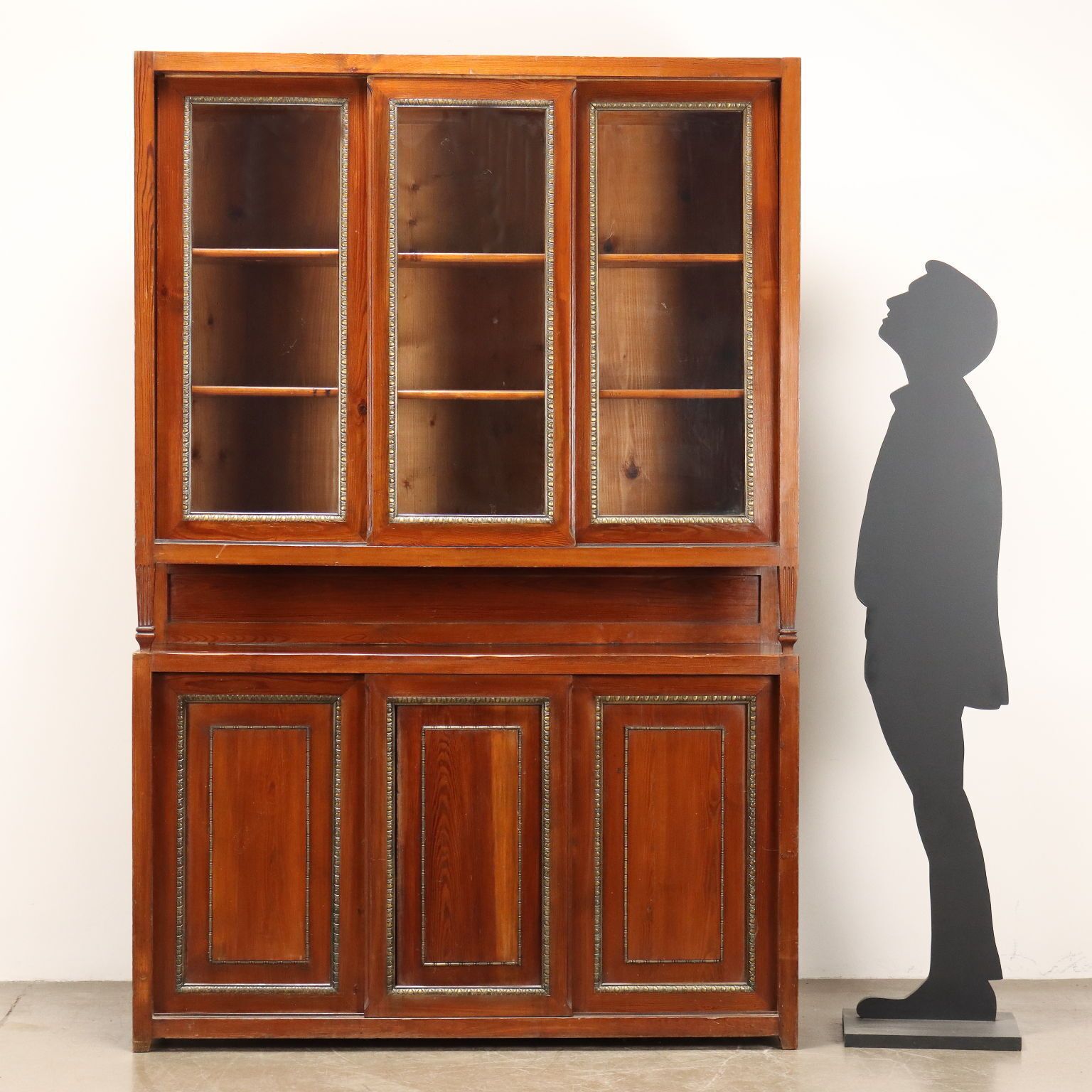 Antique Cupboard Larch Sheeth Metal Sliding Doors Italy XX Century photo for sale