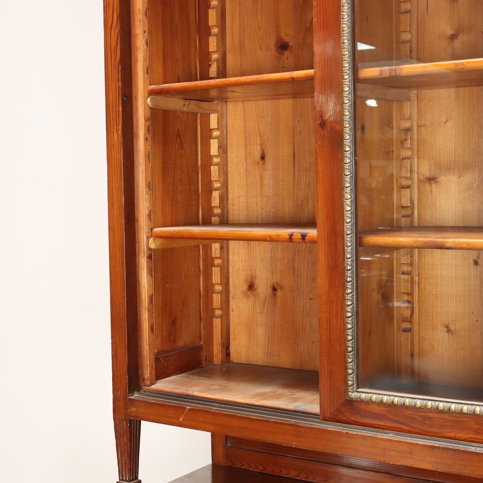 Antique Cupboard Larch Sheeth Metal Sliding Doors Italy XX Century photo vintage