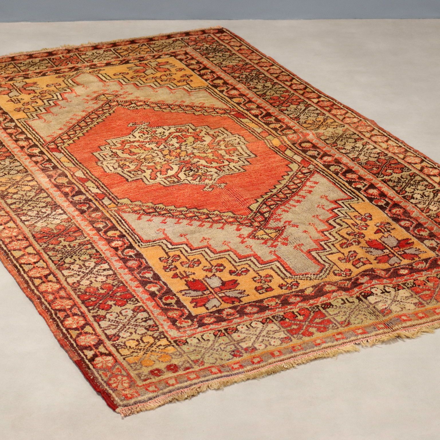Antique Kirsehir Carpet Wool Heavy Knot Turkey 76 X 47 In