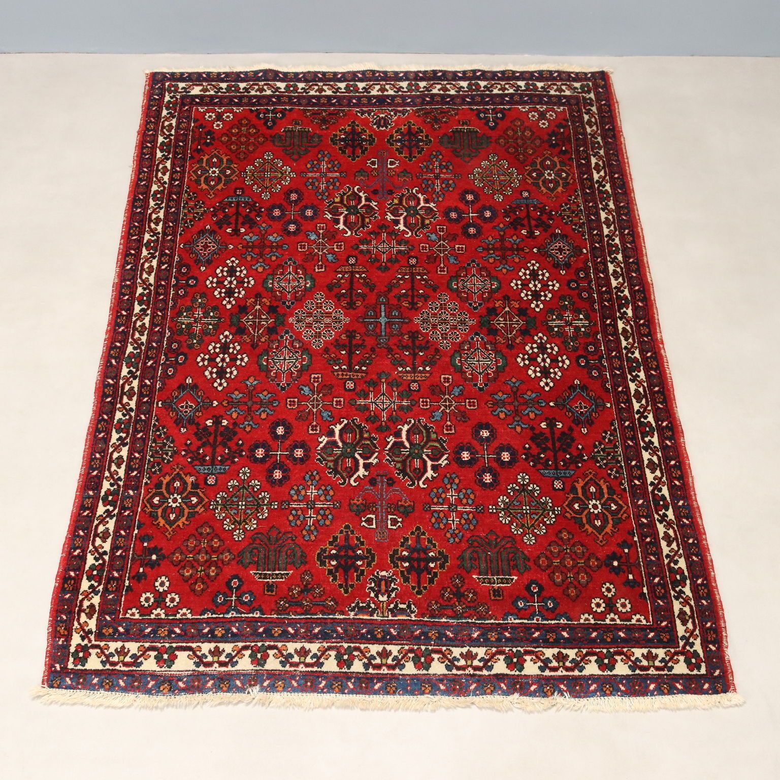 Antique Asian Carpet Cotton Wool Thin Knot 59 X 42 In photo for sale